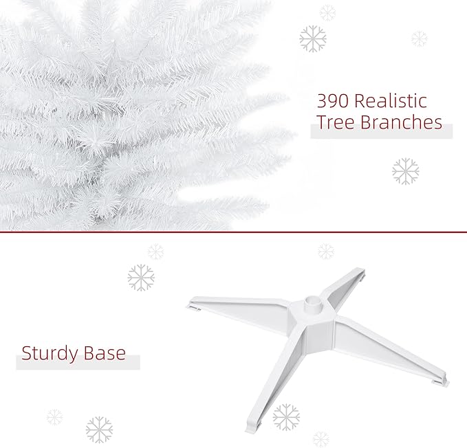 HOMCOM 6' Artificial Pencil Christmas Tree, Slim Xmas Tree with 390 Realistic Branch Tips and Plastic Stand, White
