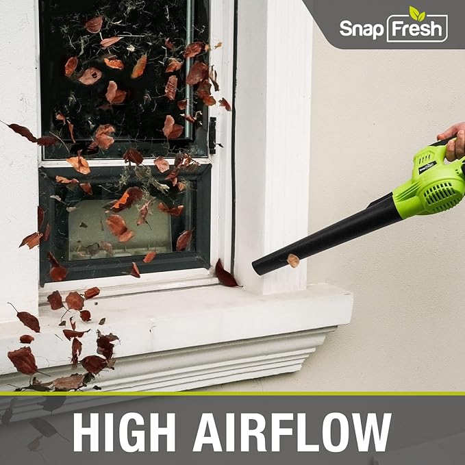 SnapFresh 20V Leaf Blower Cordless - 4.0Ah Battery Electric Leaf Blower with Fast Charger - Lightweight & 2-Speed - Battery Powered Leaf Blowers for Lawn Care, Patio Yard Sidewalk - 130 MPH 140 CFM