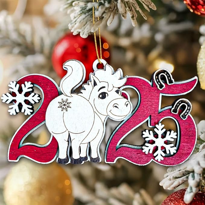 2025 Horse Christmas Ornament – Wooden Holiday Tree Decoration – Cute Horse Keepsake Ornament, Farm Animal Collectible Gift for Christmas 2025