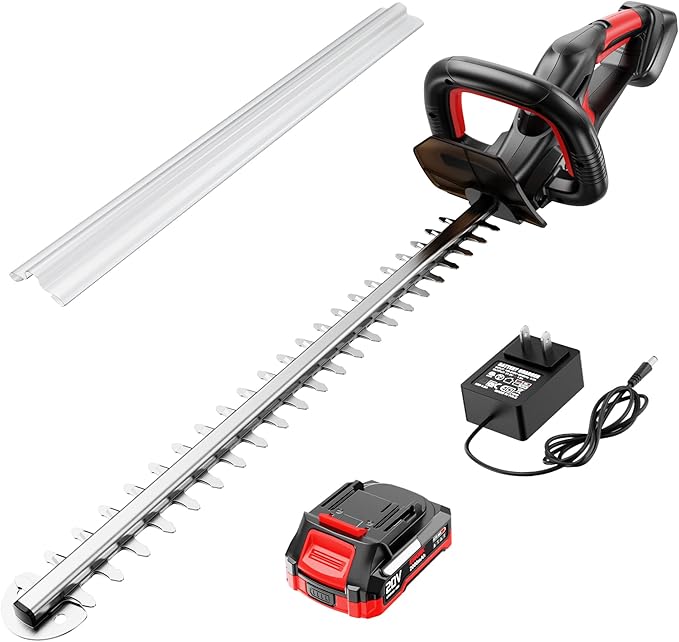 EWORK 20V 22-Inch Electric Hedge Trimmer Cordless 5/8 Cutting Capacity, Lightweight 4.3 Lbs, Battery Powered Bush Trimmer, Handheld Shrub Trimmers with Battery and Charger for Garden, Yard
