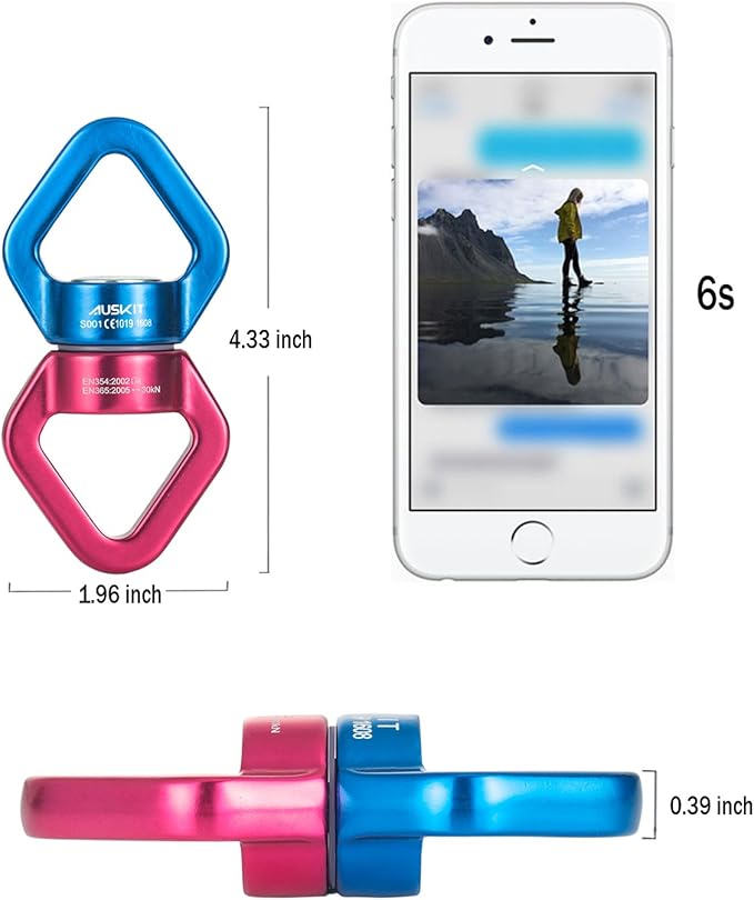 Blue Red Swing Swivel, 30 KN Safest Rotational Device Hanging Accessory