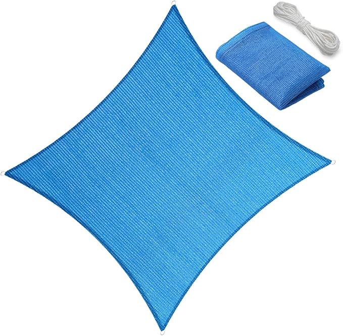 12' x 12' Sun Shade Sail Canopy Awning Permeable Fabric Pergola Cover, for Outdoor Patio Lawn Garden Backyard Carport, Blue