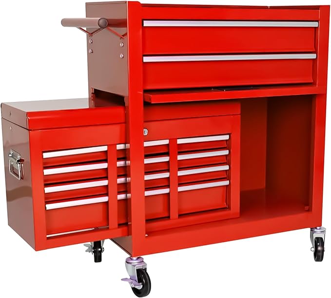 Rolling Tool Chest with Wheels, 8-Drawer Steel Tool Storage Cabinet with Lockable Top, Heavy-Duty Mobile Tool Box Organizer for Garage, Workshop & Job Site