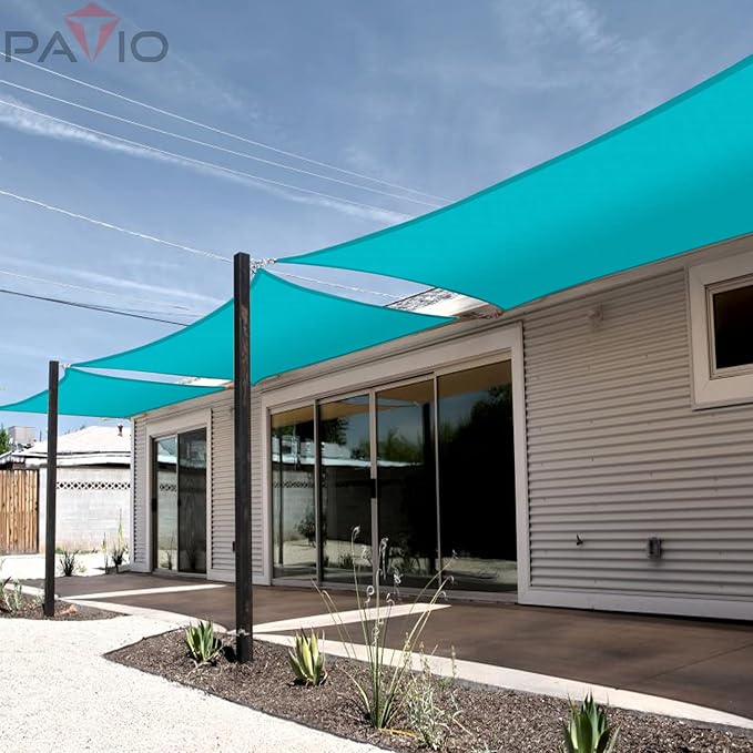 Patio Paradise 9' x 16' Sun Shade Sail Waterproof Turquoise Rectangle Shade Canopy UV Block Tarp Cloth Outdoor Patio Cover for Garden Backyard Deck Awning