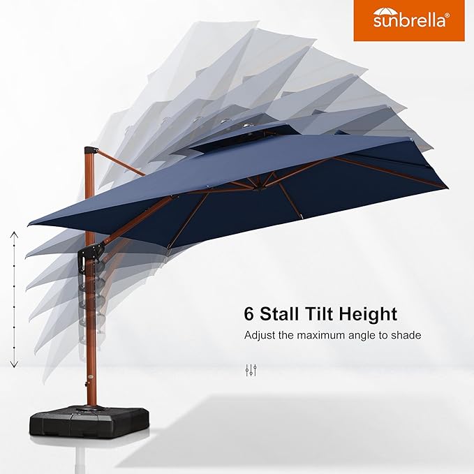 PURPLE LEAF 10' X 10' Double Top Deluxe Square Patio Umbrella - Offset Hanging Cantilever Umbrellas in Spectrum Indigo