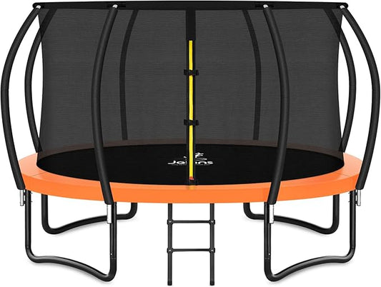 Trampoline 8FT 10FT 12FT 14FT 15FT 16FT, Recreational Trampolines with Enclosure Net and Ladder, Outdoor Anti-Rust Trampolines for Kids and Adults, ASTM Approved