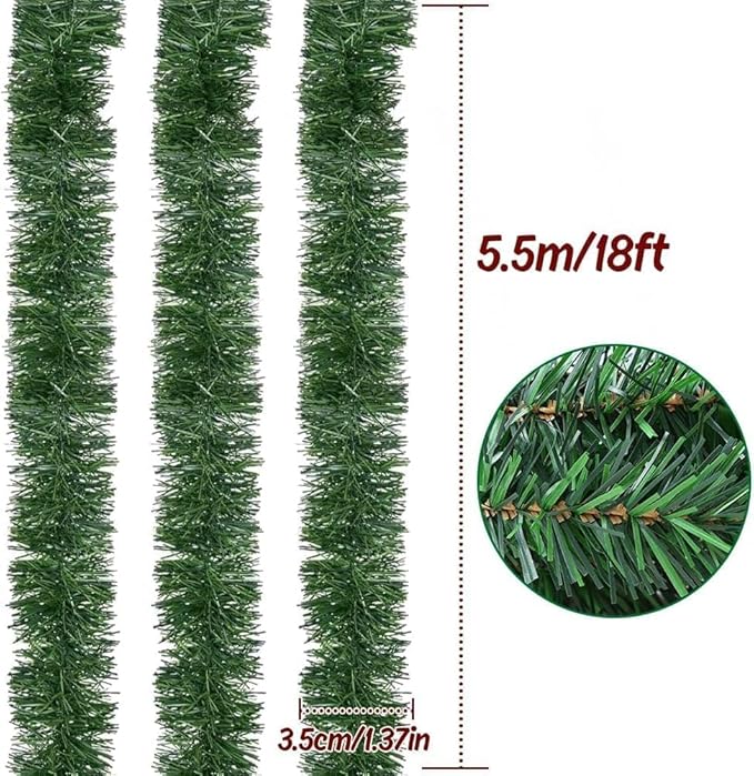 Christmas Garland, Artificial Non-Lit Green Garlands 54FT Classic Christmas Greenery Garland Festive Home Decor for Indoor or Outdoor Use