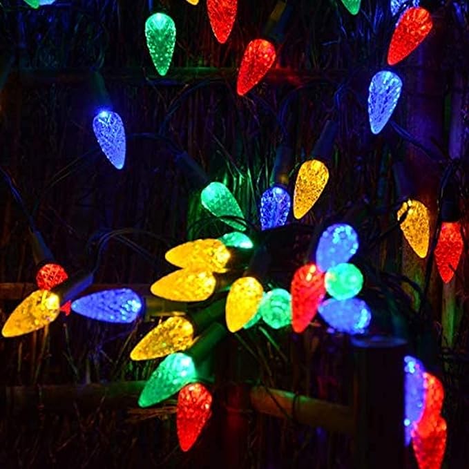 Dazzle Bright C6 Battery Operated Christmas Lights, 4 Pack Total 200LED 68FT Multi-Colored Lights with 8 Modes, Waterproof Christmas Decorations for Xmas Indoor Outdoor Yard Tree House Decor