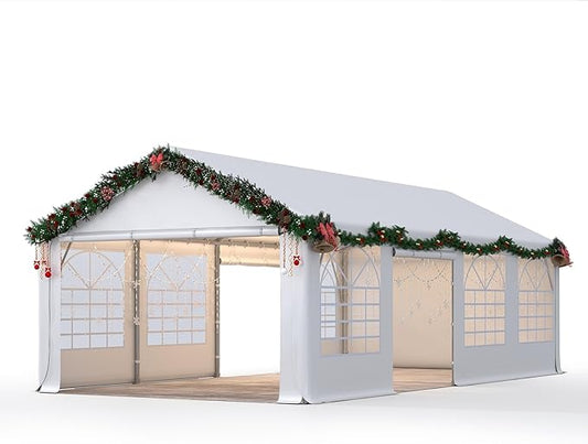 GARTOO 13' x 26' Canopy Party Tent & Carport - Heavy Duty Outdoor Wedding Gazebo with 4 Sand Bags, Event Shelter Canopy for Outdoor Event, Wedding, Birthday Party