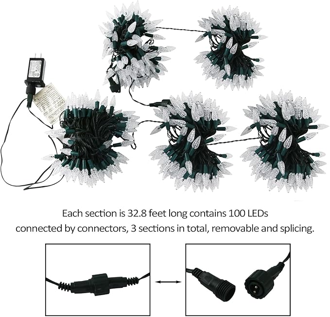 AWQ 500LED 173.8 FT C6 Christmas String Lights Plug in Fairy Twinkle String Lights 8 Modes Timer Function Waterproof Extendable for Indoor Outdoor Wedding Party Christmas Decoration (500, Warm White)