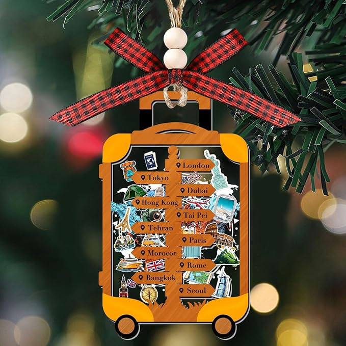 Tesuivra Personalized Christmas Ornaments 2025 - World Globe Traveler Ornament for Christmas Tree Travel Adventures Vacation Gifts Holiday Decoration