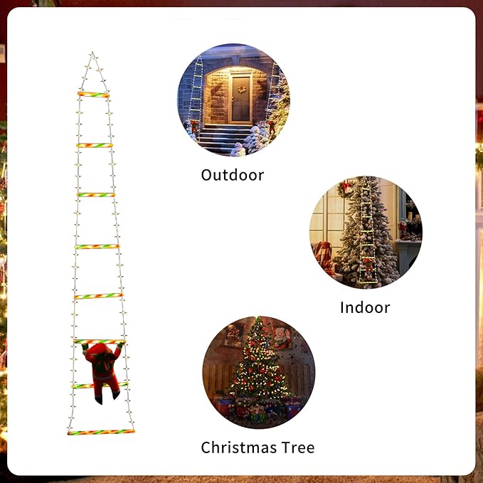 5.5ft Santa Climb LED Hanging Lights Christmas Decorations Outdoor Lights Waterproof Eave Decorative Light Strings