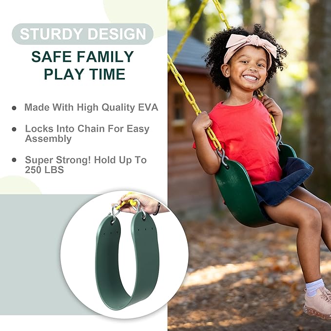 Take Me Away 2-Pack Heavy Duty Swing Seat with 66 Anti-Rust Chains & Quick-Connect Snap Hooks, 500lb Capacity Replacement Swing Set for Outdoor Playgrounds & Backyards
