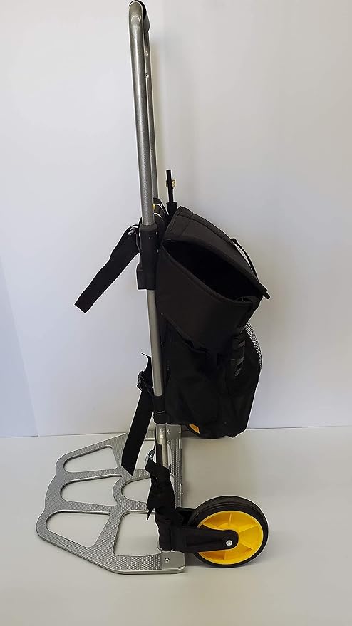 Backpack Sprayer MY4SONS M4 4-Gallon - Cordless Water Sprayer for Plants, Refillable Pressurized Sprayer, Adjustable Wand, Heavy Duty - Includes 15ft Extension Hose - 7-inch Wheels Cart w/Secure Strap