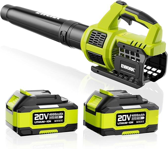 Leaf Blower Cordless 20V Powerful Electric Leaf Blower with 2x4.0Ah Batteries and Charger, Variable-Speed, Lightweight Battery Powered Leaf Blowers for Lawn Care, Patio, Blowing Leaves, Dust