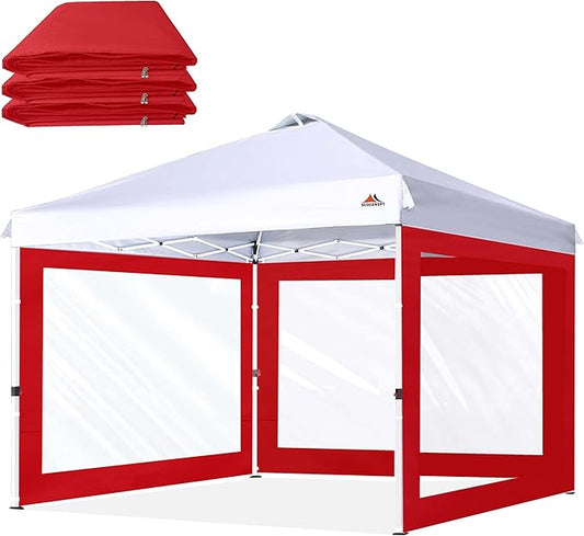 SCOCANOPY Clear Window Sidewall for 10x10 Canopy Frame, 3 Pack Sunwalls Only,(Red)