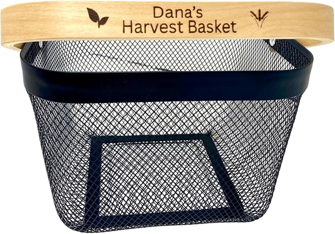 Personalized Mesh Harvest Basket with Custom Engraved Handle, Gift For Gardeners, Vegitable Harvesting Basket, Gardening Tools 9x7x7in