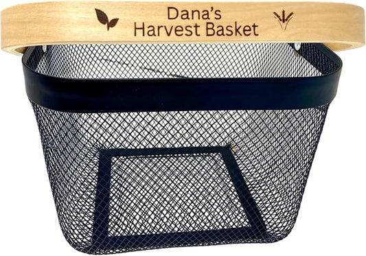 Personalized Mesh Harvest Basket with Custom Engraved Handle, Gift For Gardeners, Vegitable Harvesting Basket, Gardening Tools 9x7x7in