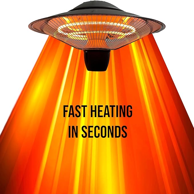 Silver UFO Dual Temp Outdoor Indoor Patio Restaurant Halogen Ceiling Heater Water Proof