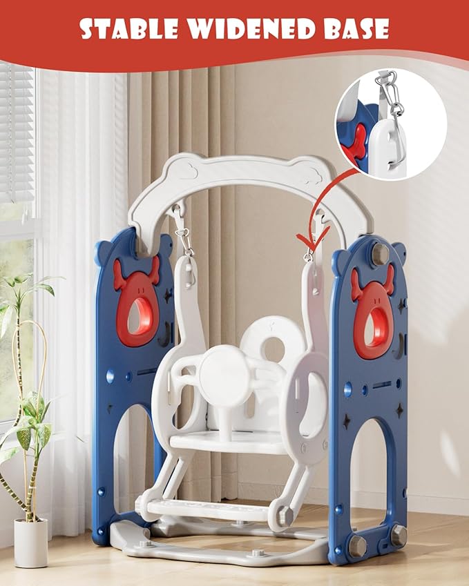 XJD 13-in-1 Toddler Slide and Swing Set, Kids Slide for Toddlers Age 1+, Toddler Outdoor Playset New Upgrade with Golf Set, Basketball Hoop, Drawing Board for Playground (Red Blue)