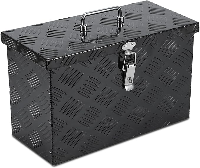 16 Inch Aluminum Tool Box, Truck Bed Storage Tool Organizer with Top Handle for Truck Trailer Pickup RV 16X7.5X10 Black