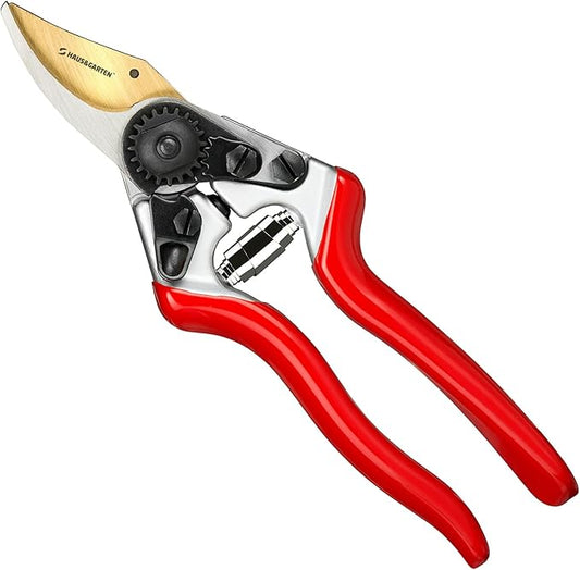 Haus & Garten PrecisionPRO 8 Titanium Pruning Shears - Heavy Duty Professional Bypass Pruner - Use As Rose Clippers, Premium Gardening Secateurs, Garden Scissors, Handheld Yard, Tree, & Plant Tool