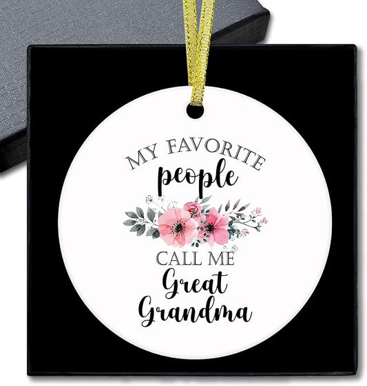 Great Grandma Gifts Ceramic Christmas Ornaments, GreatGrandma Christmas Tree Ornaments, Xmas Birthday Gifts for GreatGrandma, My Favorite Call Me Great Grandma Decorative Hanging Ornament