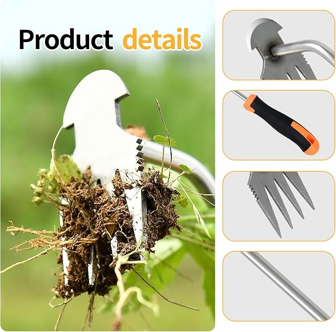Weed Puller Tool,2025 New Portable Garden Weeder Puller Tool,Weeding Artifact Uprooting Weeding Tool 4 Teethes Dual Purpose Manual Hand Weeders Tool for Gardening Vegetable Backyard Farm Planting