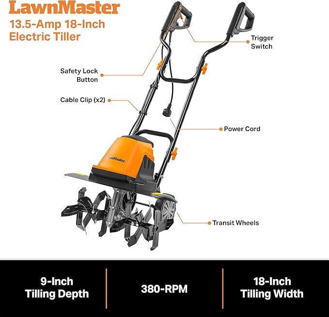 LawnMaster 13.5 Amp 18¡± Electric Tiller ? TE1318M
