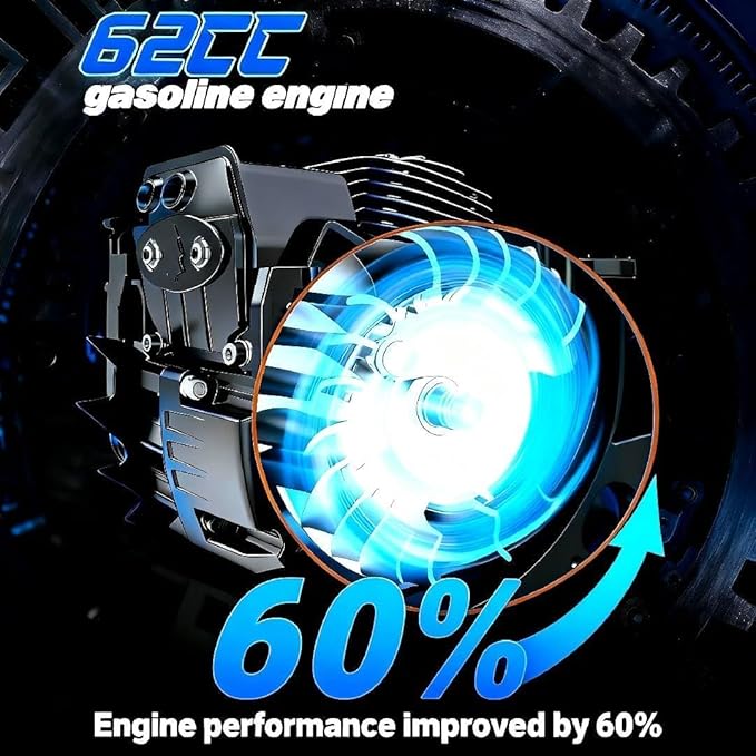 62cc Gas Chainsaw, 3.5-HP, 18 Inch Chain Saw, Gas Powered Chainsaws, 2-Stroke Gasoline Power Chain Saws with Automatic Oiler for Wood Cutting, Easy-Start, Black