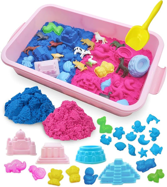 Pet Sensory Bin, Animal Sandbox for Toddlers, 30 PCS Play Sandbox with Lid, Preschool Learning Activities Gifts for Boys Girls Age 3+