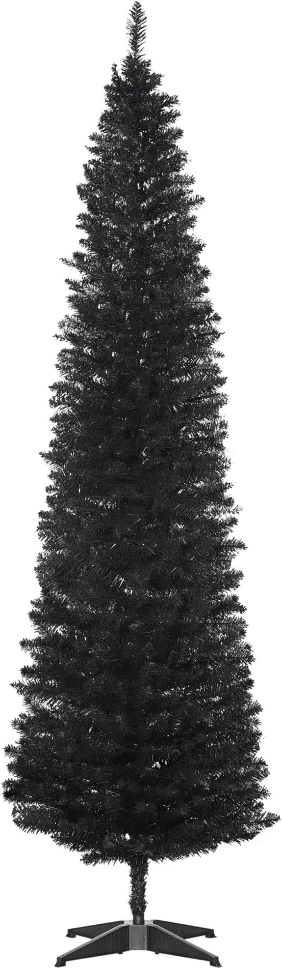 HOMCOM 7' Artificial Pencil Christmas Tree, Slim Xmas Tree with 499 Realistic Branch Tips and Plastic Stand, Black