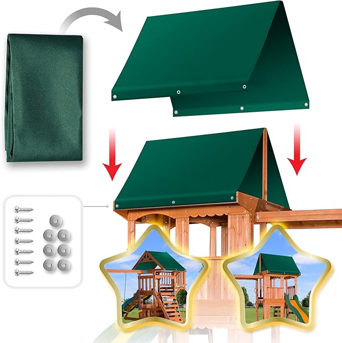 BenefitUSA Replacement Canopy Cover for Backyard Wood Playset Swing Set (43 X 94) Green
