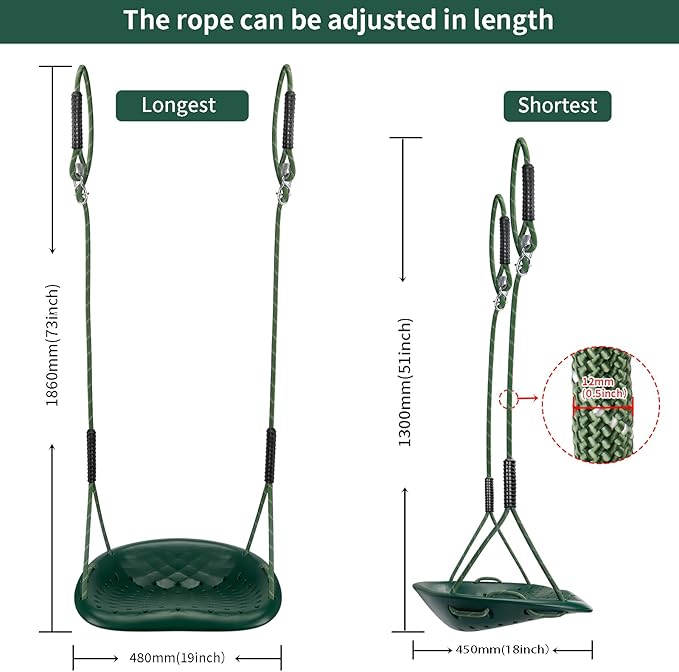 Heavy Duty Swing Seat, 550LBS Capacity Outdoor Swing Seat for Adults & Kids£¬Green