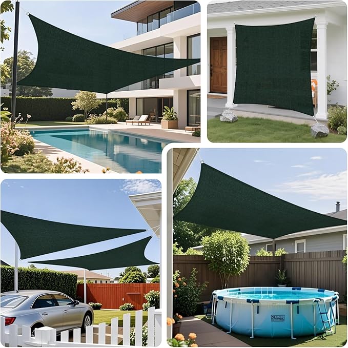 Sun Shade Sail 21'x22' Rectangle Shade Cloth for Garden, Permeable Shade Canopy Outdoor Patio Covers for Pergola Backyard Deck Outside Activity, Green