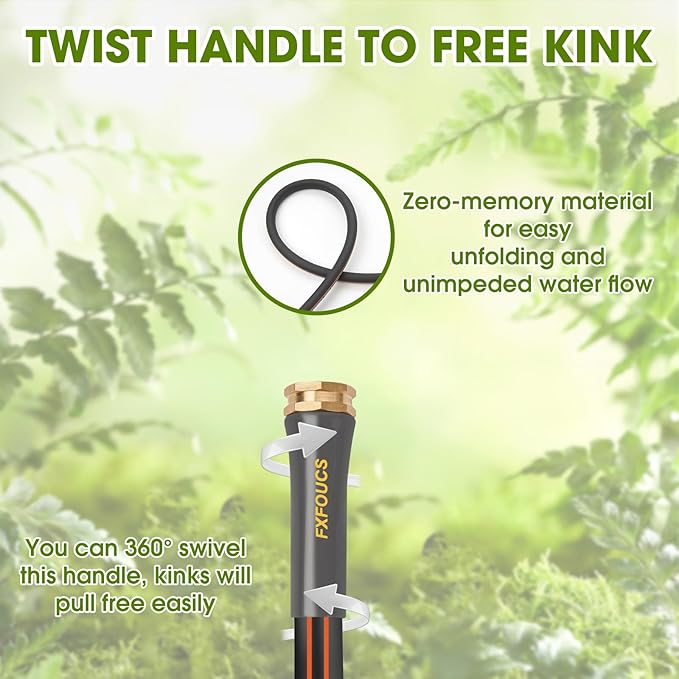 Heavy Duty Garden Hose ? 5/8 Inch Flexible, Lightweight Hybrid Hose with 600 PSI Burst Pressure, Swivel Handle, and Durable Copper Male/Female Fittings (Black, 100FT)