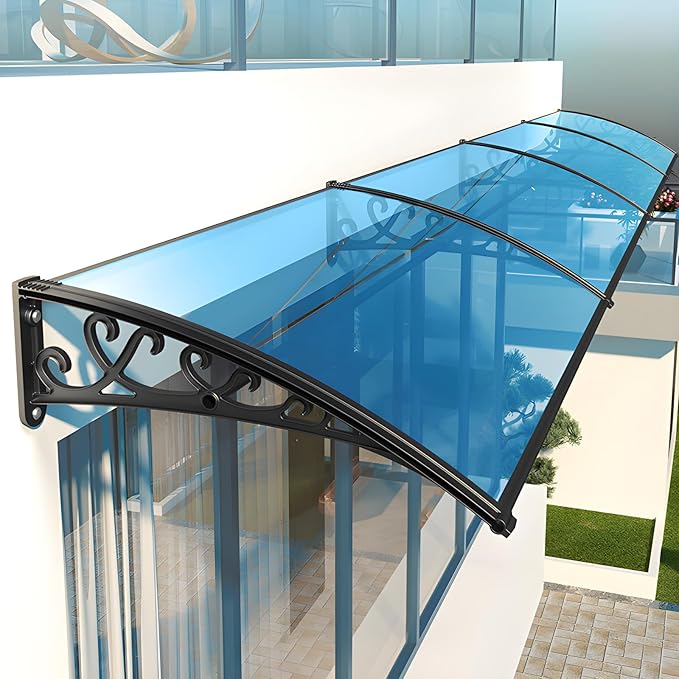 Outdoor Patio Awning Canopy for Doors & Windows - Polycarbonate UV/Rain/Snow Shield with Hollow Sheet Design, Exterior Overhang Cover for Entryway Protection