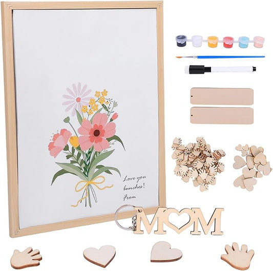 PANIED Mom Birthday Gifts - Flower Bouquet Handprint Art Craft DIY Kit, Unique Birthday Christmas Gifts and Decorations for Grandma(12X16in)