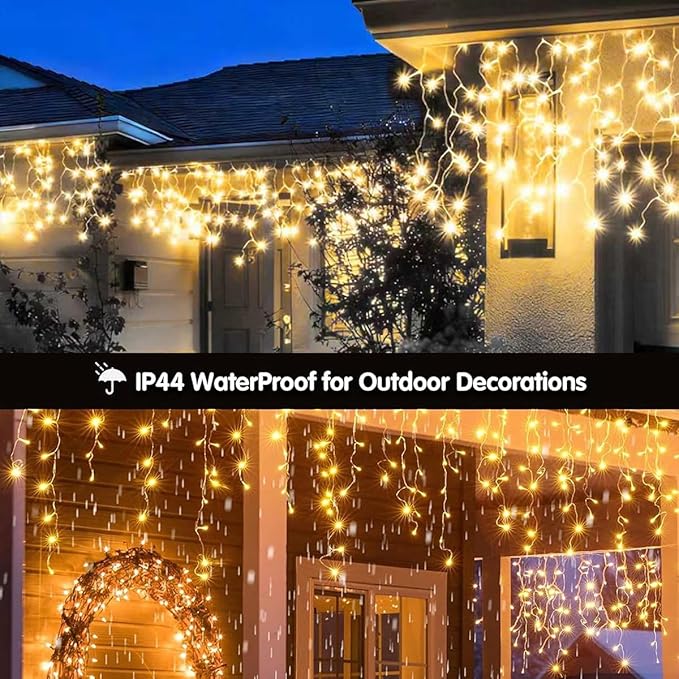 320LED Solar Christmas Lights Outdoor Waterproof Christmas Decorations Lights 29.5ft 60 Drops,8 Modes Solar Powered Rechargeable Fairy Lights for Party, Holiday,Wedding Decorations (Warm White)