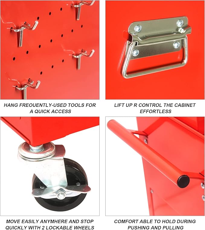 RYH 4-7 Drawers Rolling Tool Chest & Tool Box on Wheels | Heavy Duty Metal Cart with Ball Bearing Drawers | Fits US General Tool Box for Garage Storage (Red, 6 Drawers 3 in 1/51.99 H ¡¿ 20.87 W)