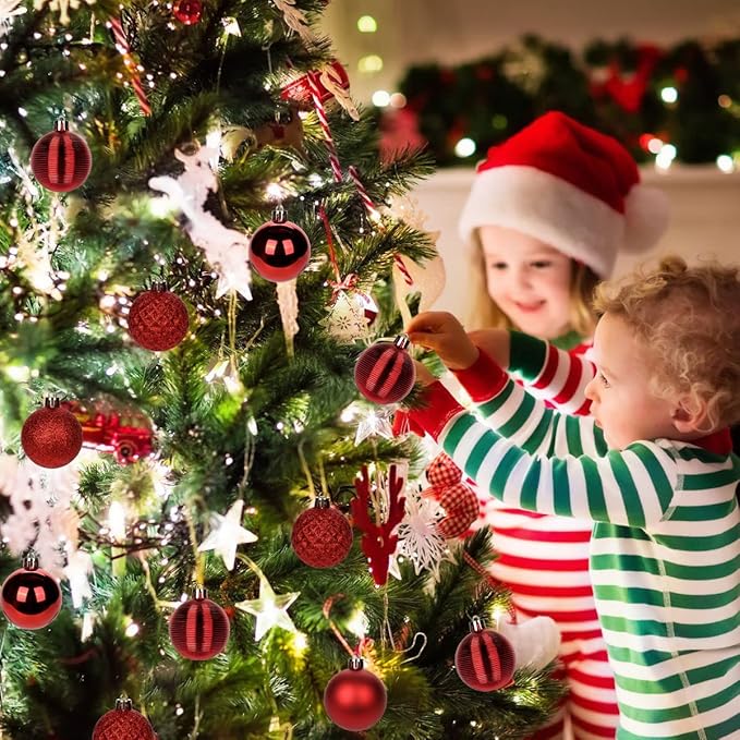 30PCS 2" Christmas Ball Ornaments Shatterproof Red Christmas Tree Decorations Xmas Tree Balls Halloween Ornaments Décor