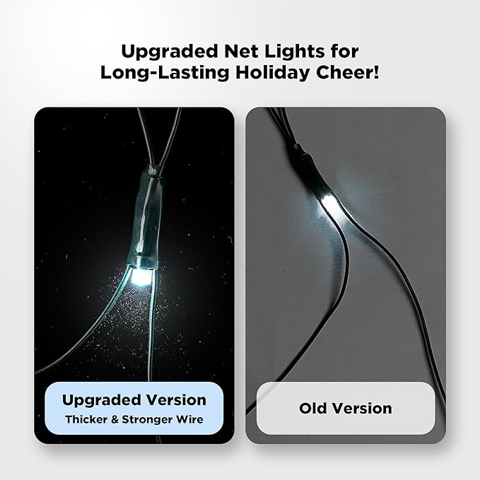 BlcTec Upgraded Outdoor Christmas Lights 280LED 10ft x 6.7ft Christmas Net Lights with UL Certified, 8 Modes, Timer, Connectable, Waterproof & Thick Wire for Bushes, Shrubs Decorations, Cool White