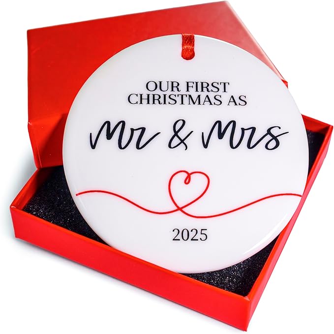 Our First Christmas as Mr and Mrs 2025 Ornament 3 Inch, Mr and Mrs Ornament, Mr and Mrs Christmas Ornament, 1st Christmas Tree Decor 2025 Wedding, 2025 Married Tree Decor, Wedding Xmas Gift