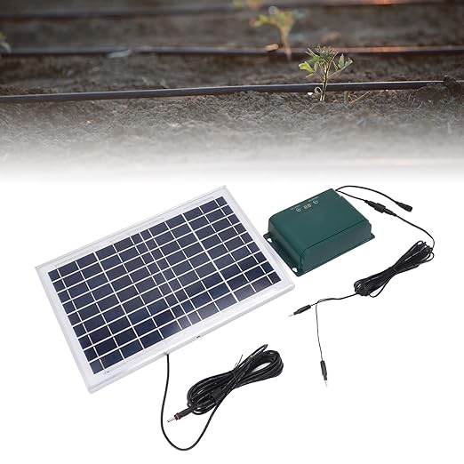 Solar Automatic Drip Irrigation Kit, 10W Solar Powered Watering System for Balcony Garden - Easy DIY Setup, Battery Protection, Precise Water Control
