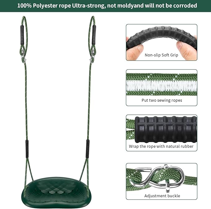 Heavy Duty Swing Seat, 550LBS Capacity Outdoor Swing Seat for Adults & Kids£¬Green