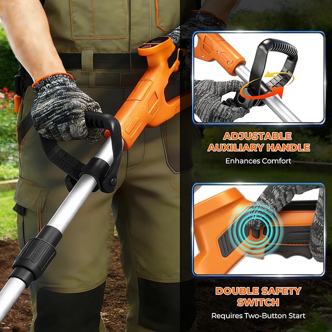 Cordless Electric Tiller Cultivator, 21V Battery Powered Garden Tiller with 2¡¿4.0Ah Batteries, 9¡È Tilling Width & 6.6¡È Depth, 360RPM 48 Rust-Resistant Blades for Soil & Gardening