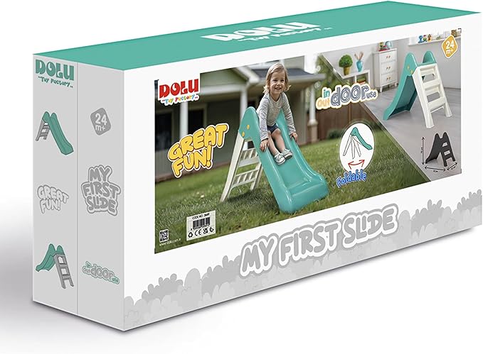 Dolu My First Garden Slide Kids Indoor Outdoor Playground Play Equipment, Durable Plastic Climber Step Toy, Ages 2 to 6, Green/White