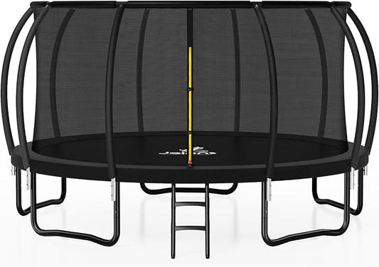 Trampoline 8FT 10FT 12FT 14FT 15FT 16FT, Recreational Trampolines with Enclosure Net and Ladder, Outdoor Anti-Rust Trampolines for Kids and Adults, ASTM Approved