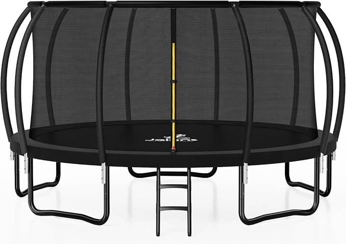 Trampoline 8FT 10FT 12FT 14FT 15FT 16FT, Recreational Trampolines with Enclosure Net and Ladder, Outdoor Anti-Rust Trampolines for Kids and Adults, ASTM Approved