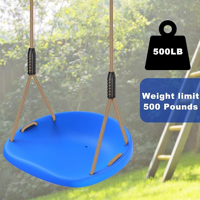 SELEWARE Heavy Duty Swing Seat for Adults Kids Tree Swing with Weather Proof Ropes Swing Set Accessories for Backyard Patio Garden Playground, Height Adjustable Blue
